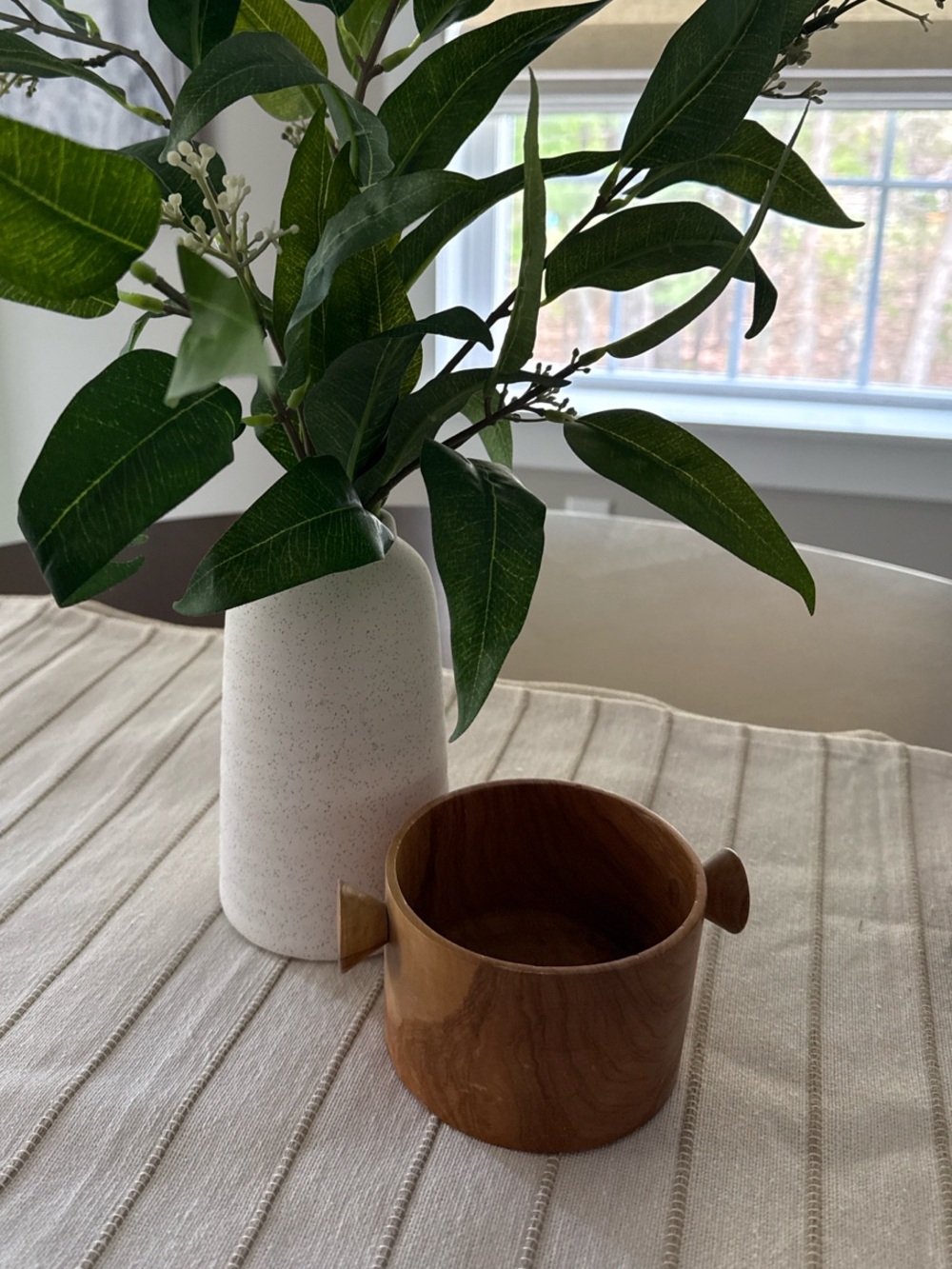 Vintage Olive.art carved wood vessel Made in Spain